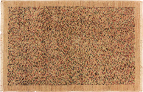 handmade Modern Gabbeh Tan Blue Hand Knotted RECTANGLE 100% WOOL area rug 3' x 5'
