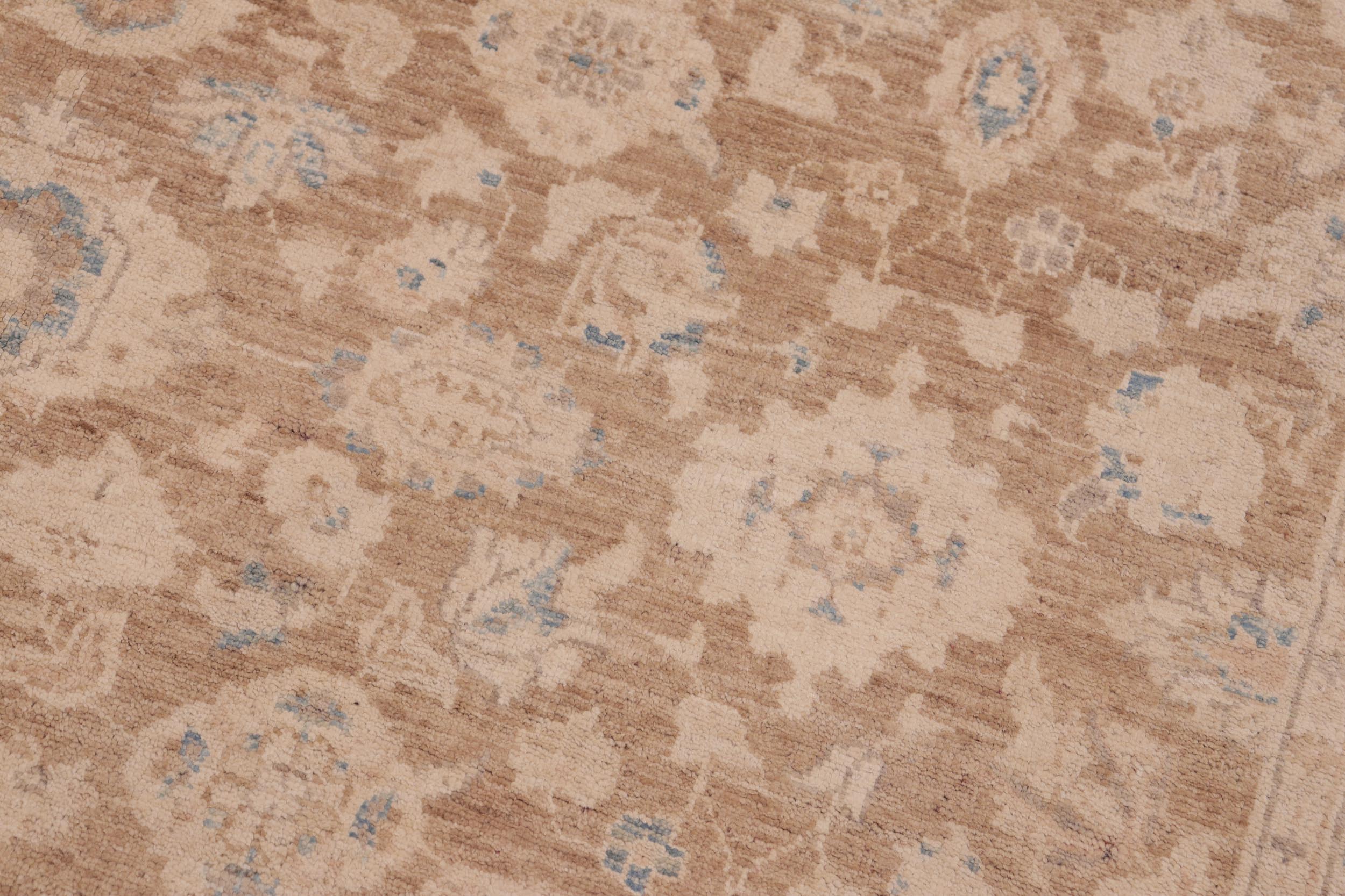 handmade Transitional Kafkaz Brown Tan Hand Knotted RECTANGLE 100% WOOL area rug 6' x 9'