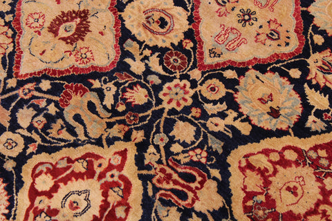 handmade Traditional Kirman Blue Red Hand Knotted RECTANGLE 100% WOOL area rug 9 x 12
