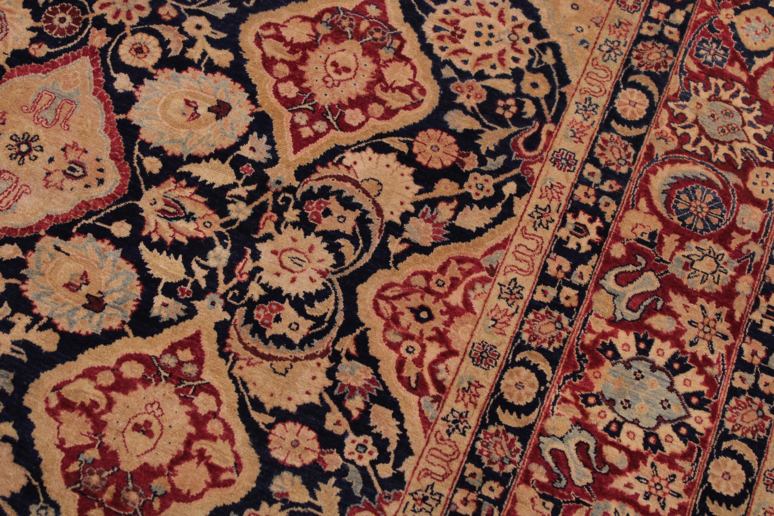 handmade Traditional Kirman Blue Red Hand Knotted RECTANGLE 100% WOOL area rug 9x12