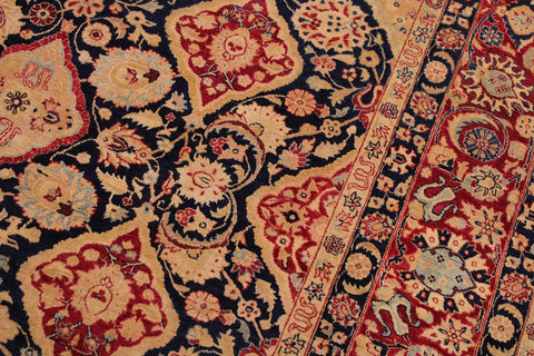 handmade Traditional Kirman Blue Red Hand Knotted RECTANGLE 100% WOOL area rug 9 x 12