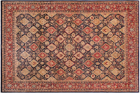 handmade Traditional Kirman Blue Red Hand Knotted RECTANGLE 100% WOOL area rug 9 x 12