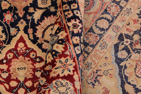 handmade Traditional Kirman Blue Red Hand Knotted RECTANGLE 100% WOOL area rug 9 x 12