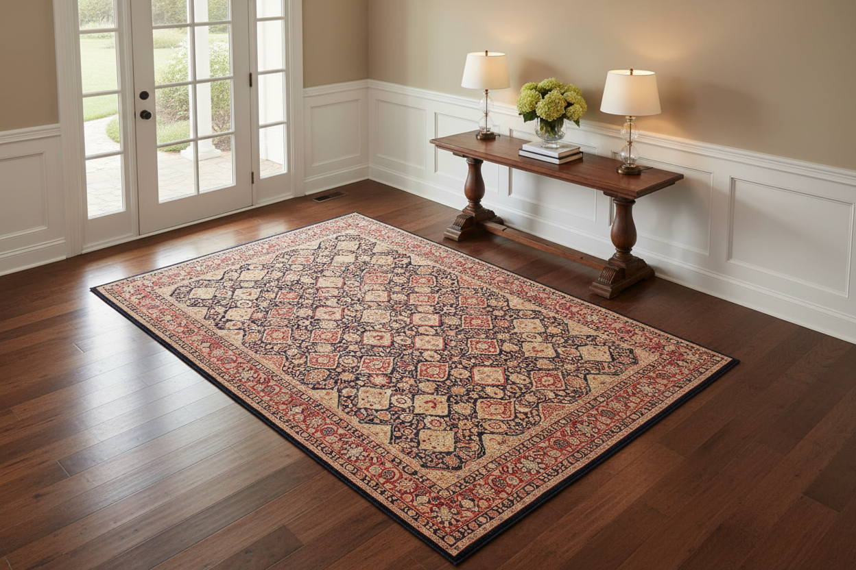 handmade Traditional Kirman Blue Red Hand Knotted RECTANGLE 100% WOOL area rug 9 x 12