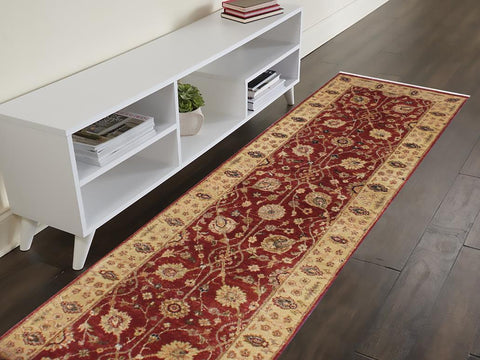 handmade Traditional Kirman Red Gold Hand Knotted RUNNER 100% WOOL area rug 3X12