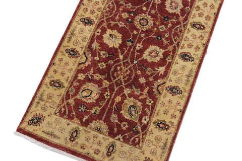 handmade Traditional Kirman Red Gold Hand Knotted RUNNER 100% WOOL area rug 3X12