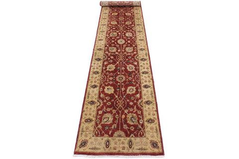 handmade Traditional Kirman Red Gold Hand Knotted RUNNER 100% WOOL area rug 3X12