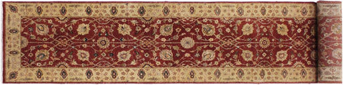 handmade Traditional Kirman Red Gold Hand Knotted RUNNER 100% WOOL area rug 3X12