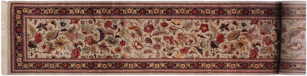 handmade Transitional Gulberg Taupe Black Hand Knotted RUNNER 100% WOOL area rug 3x16