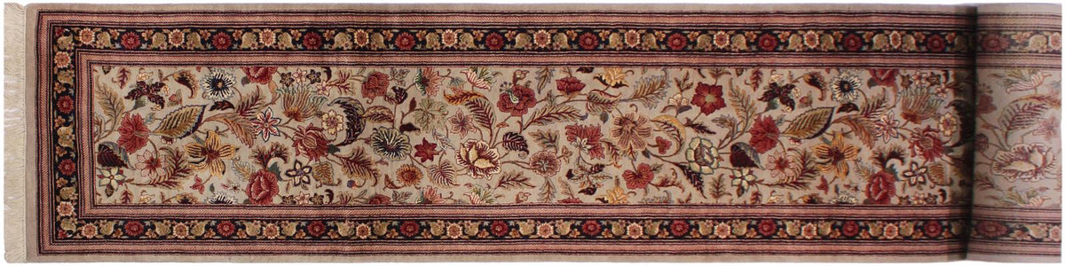 handmade Transitional Gulberg Taupe Black Hand Knotted RUNNER 100% WOOL area rug 3x16