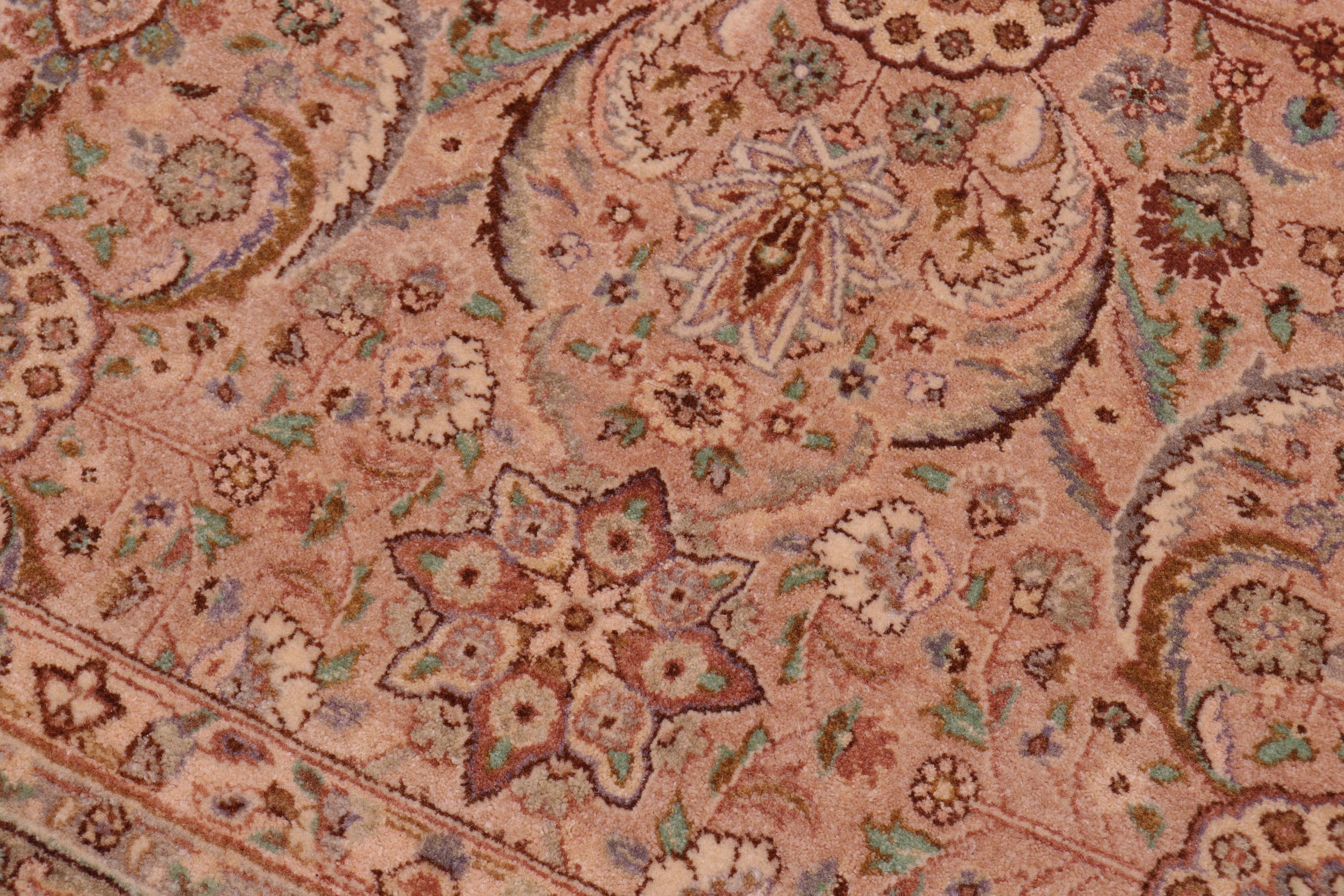 handmade Transitional Qaseem Bond Tan Lt. Green Hand Knotted SQUARE 100% WOOL area rug 6 x 6
