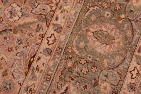 handmade Transitional Qaseem Bond Tan Lt. Green Hand Knotted SQUARE 100% WOOL area rug 6 x 6