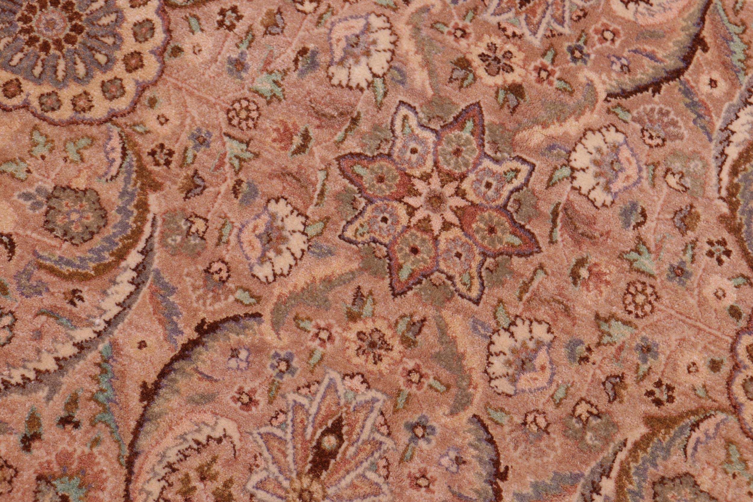 handmade Transitional Qaseem Bond Tan Lt. Green Hand Knotted SQUARE 100% WOOL area rug 6 x 6