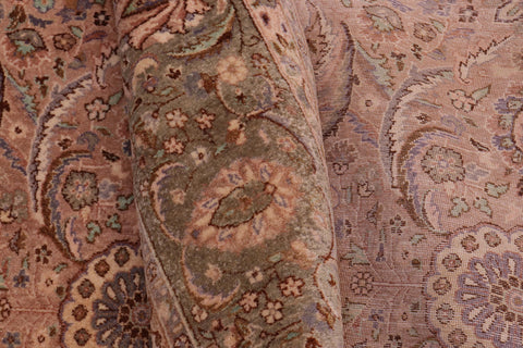 handmade Transitional Qaseem Bond Tan Lt. Green Hand Knotted SQUARE 100% WOOL area rug 6 x 6