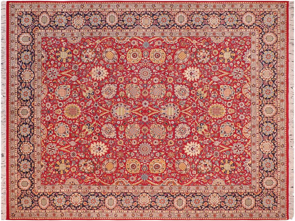 handmade Traditional  Red Blue Hand Knotted RECTANGLE 100% WOOL area rug 8x10