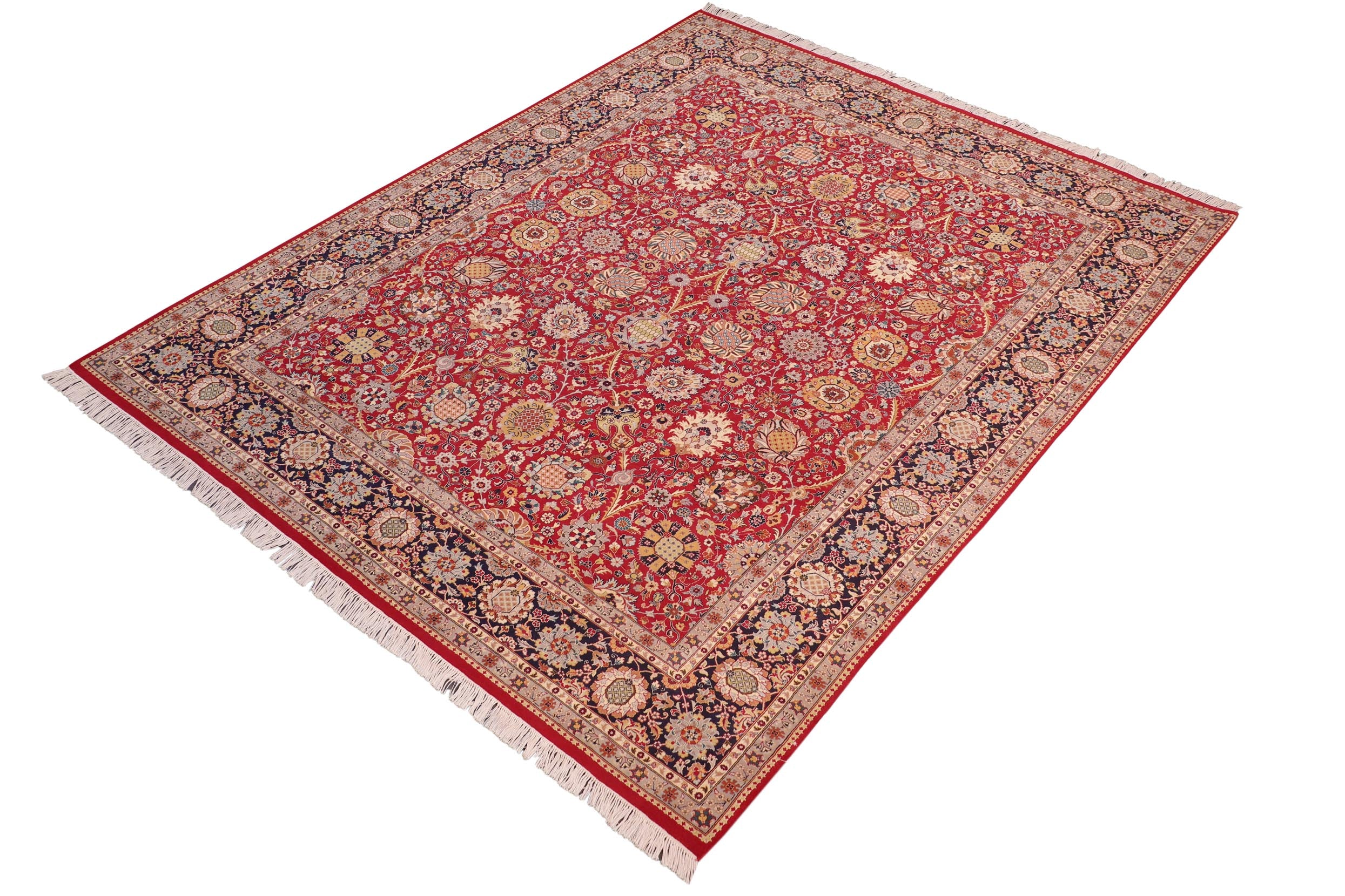 handmade Transitional  Red Blue Hand Knotted RECTANGLE 100% WOOL area rug 8x10