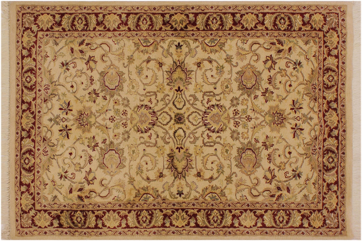 handmade Traditional Kashan Beige Red Hand Knotted RECTANGLE 100% WOOL area rug 3x5