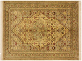 Tabriz Heritage Jerold Beige/Green Wool Rug - 4'2'' x 6'4''