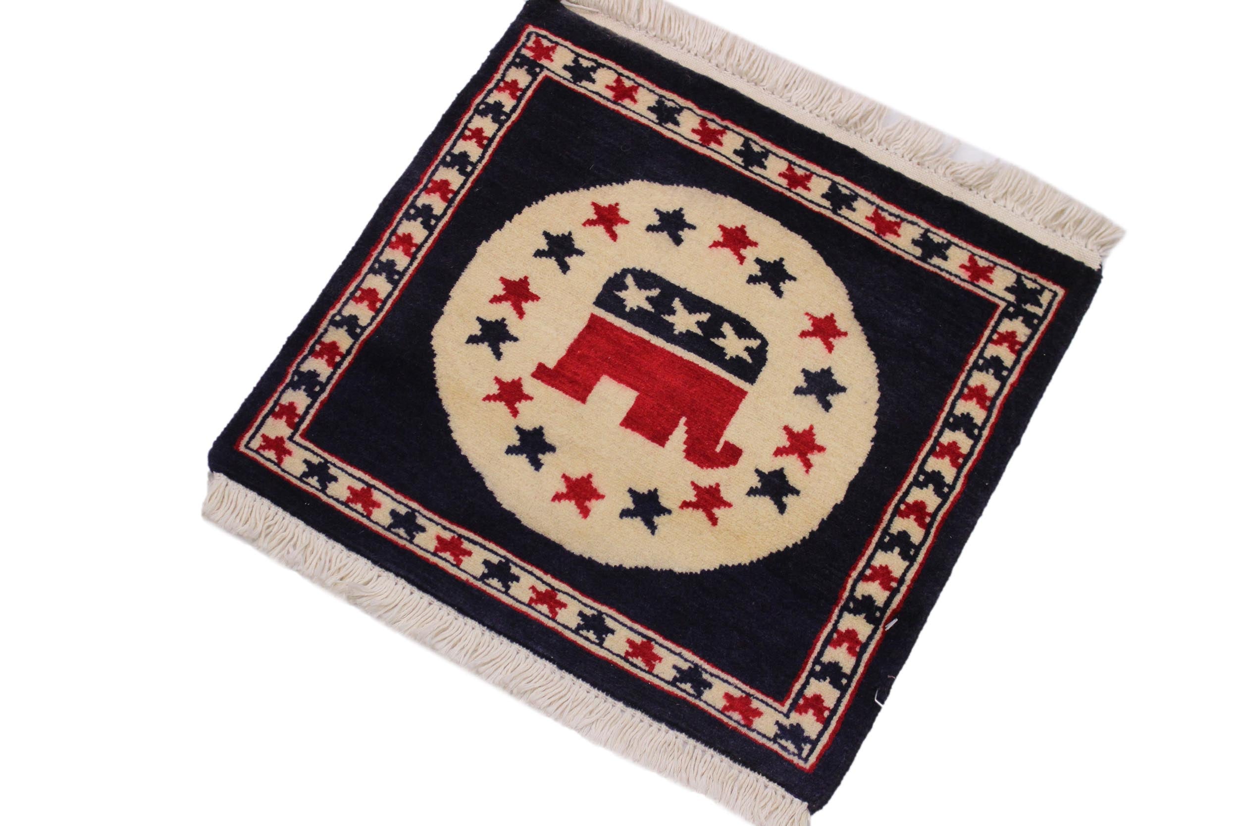 handmade Geometric Bokhara Beige Blue Hand Knotted SQUARE 100% WOOL area rug 2x2