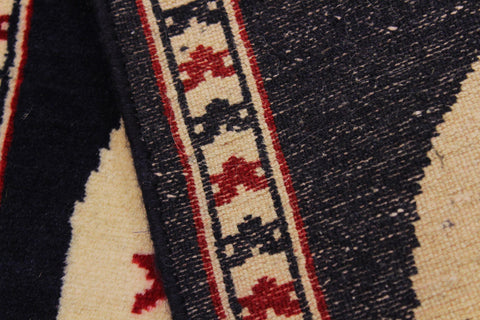 handmade Geometric Bokhara Beige Blue Hand Knotted SQUARE 100% WOOL area rug 2x2