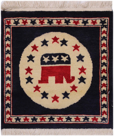 handmade Geometric Bokhara Beige Blue Hand Knotted SQUARE 100% WOOL area rug 2x2