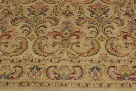 handmade Transitional  Taupe Green Hand Knotted RECTANGLE 100% WOOL area rug 4x6