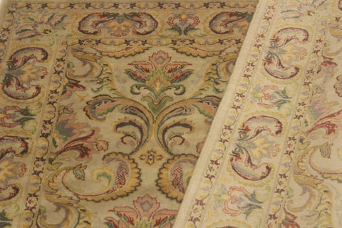 handmade Transitional  Taupe Green Hand Knotted RECTANGLE 100% WOOL area rug 4x6