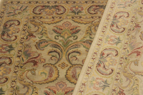 handmade Transitional  Taupe Green Hand Knotted RECTANGLE 100% WOOL area rug 4x6