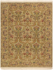 handmade Traditional  Taupe Green Hand Knotted RECTANGLE 100% WOOL area rug 4x6