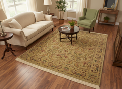 Heritage Deandra Taupe/Green Wool Rug - 4'0'' x 6'0''