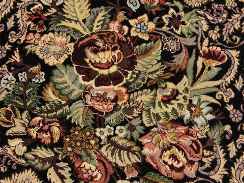 handmade Traditional Rasmi Romal Black Gold Hand-made ROUND 100% WOOL area rug 7x7