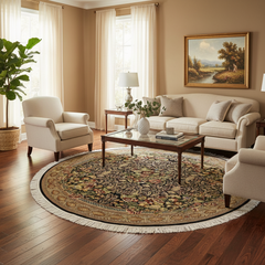 Heritage Ruby Black/Gold Wool Round - 6'8''X6'10''