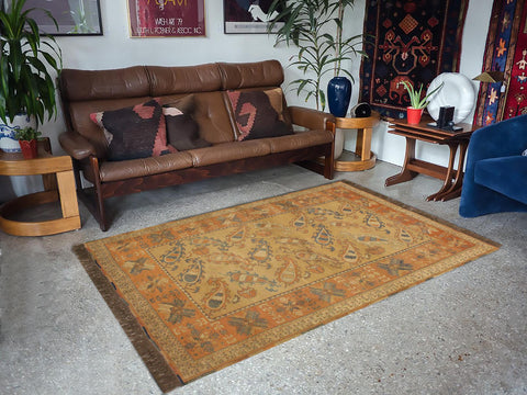 handmade Geometric Soumakh Beige Orange Hand-Woven RECTANGLE 100% WOOL area rug 6 x 8