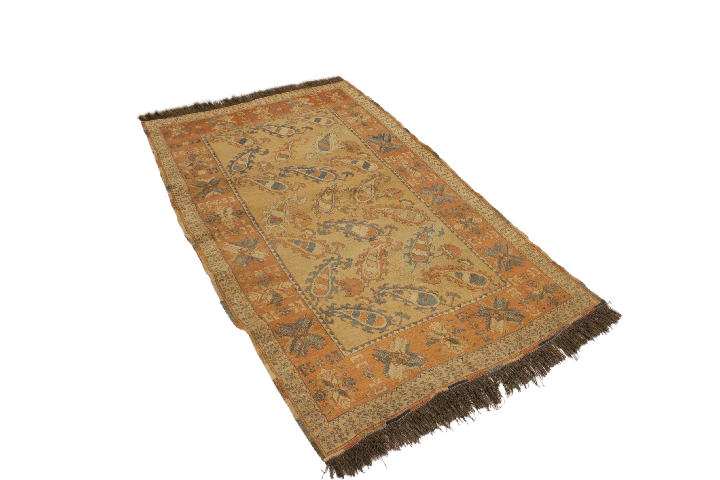 handmade Geometric Soumakh Beige Orange Hand-Woven RECTANGLE 100% WOOL area rug 6 x 8