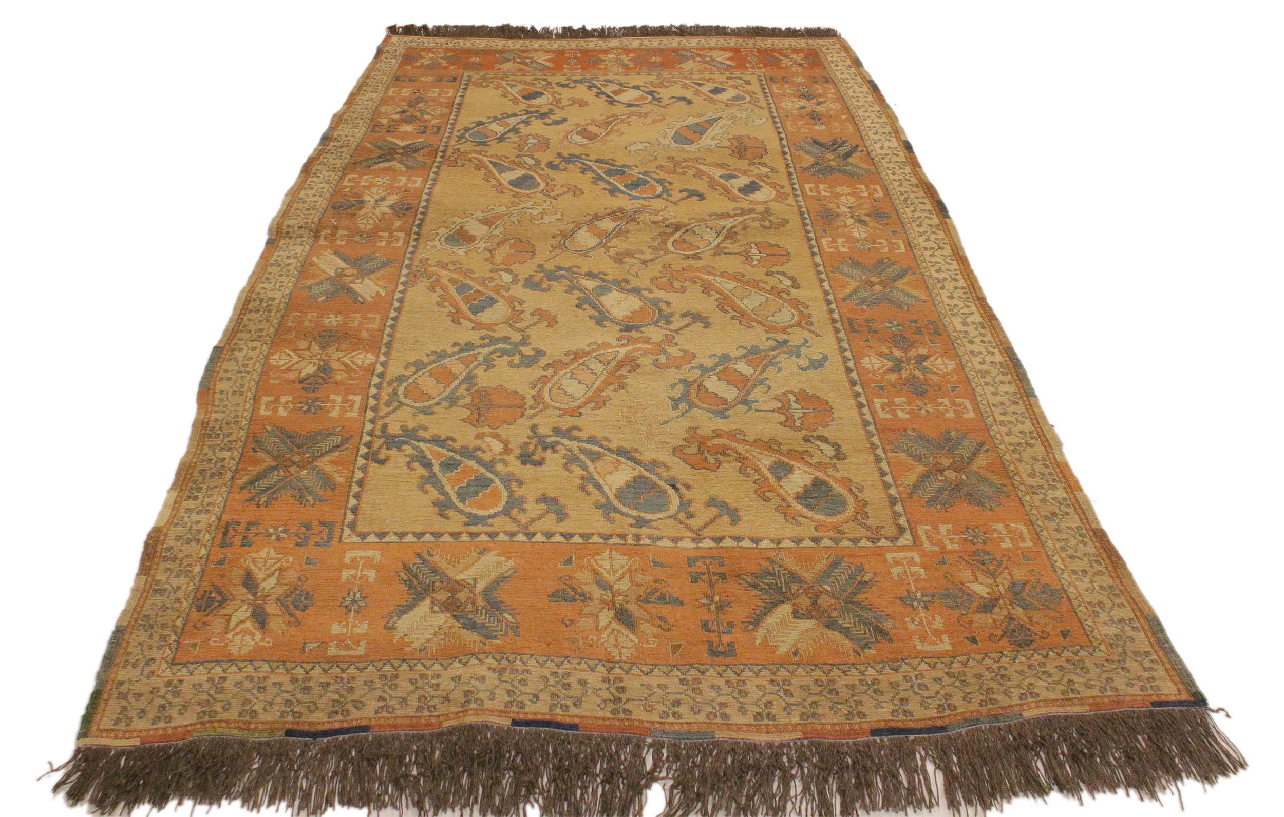 handmade Geometric Soumakh Beige Orange Hand-Woven RECTANGLE 100% WOOL area rug 6 x 8