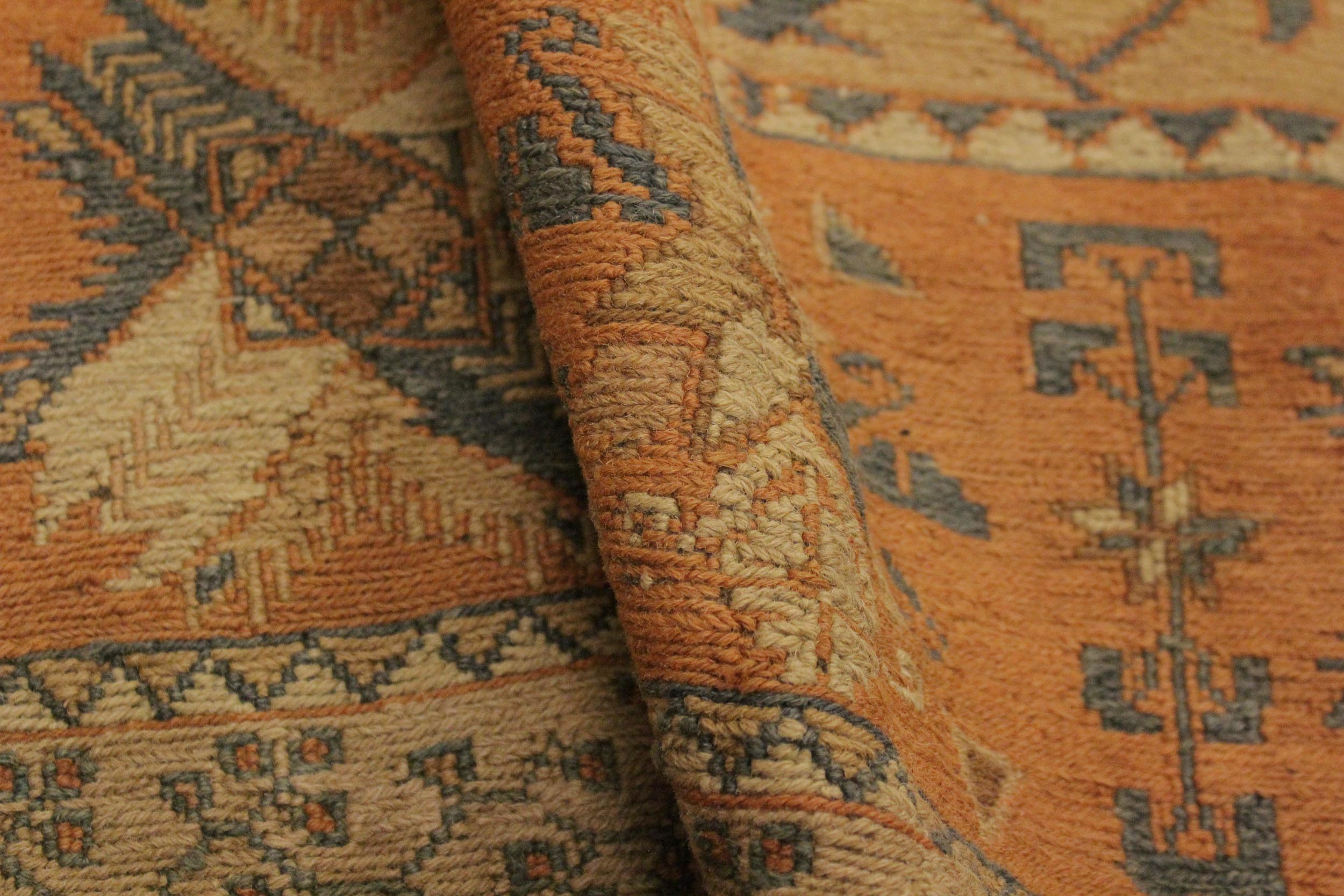 handmade Geometric Soumakh Beige Orange Hand-Woven RECTANGLE 100% WOOL area rug 6 x 8