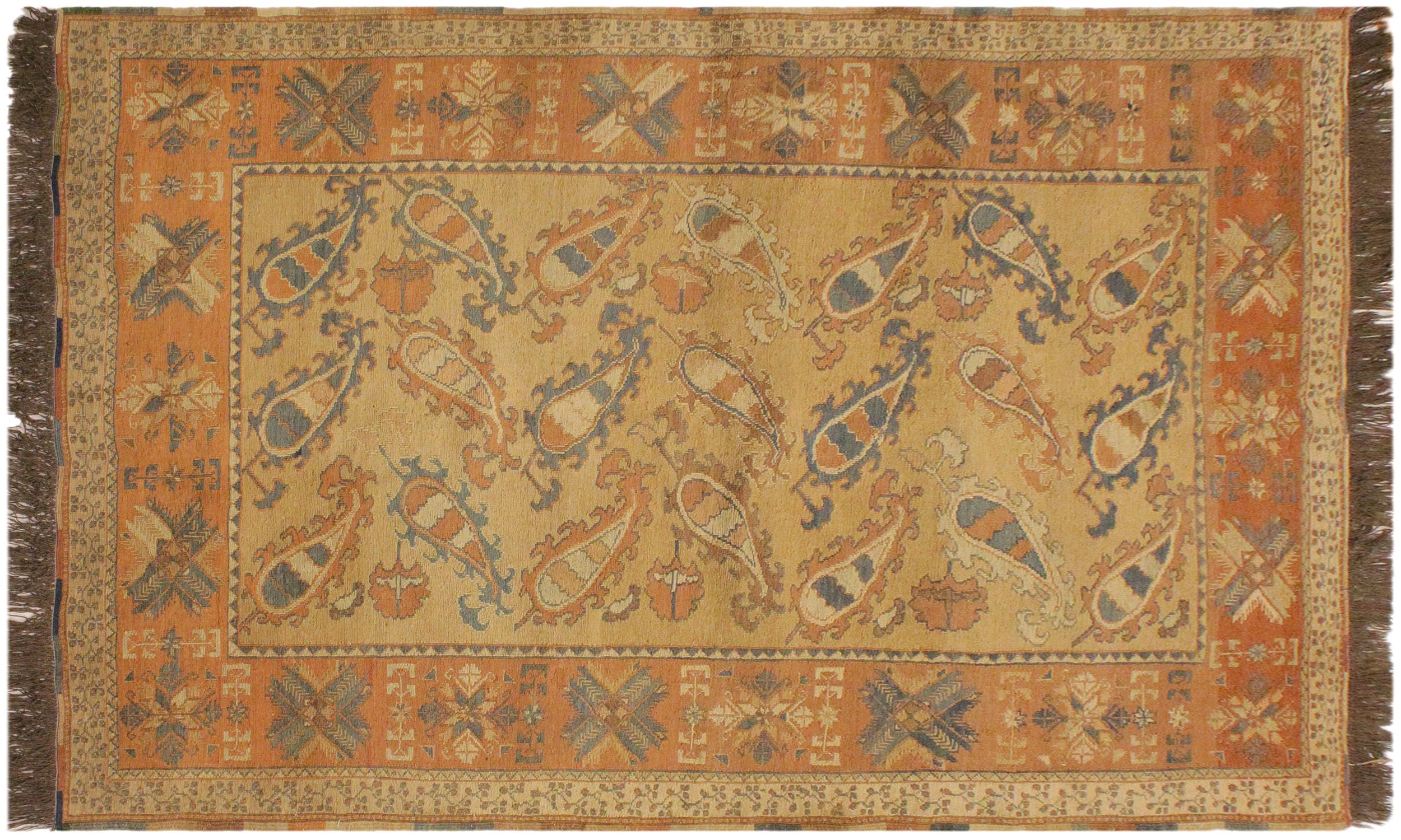 handmade Geometric Soumakh Beige Orange Hand-Woven RECTANGLE 100% WOOL area rug 6 x 8