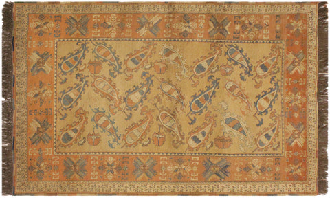 handmade Geometric Soumakh Beige Orange Hand-Woven RECTANGLE 100% WOOL area rug 6 x 8