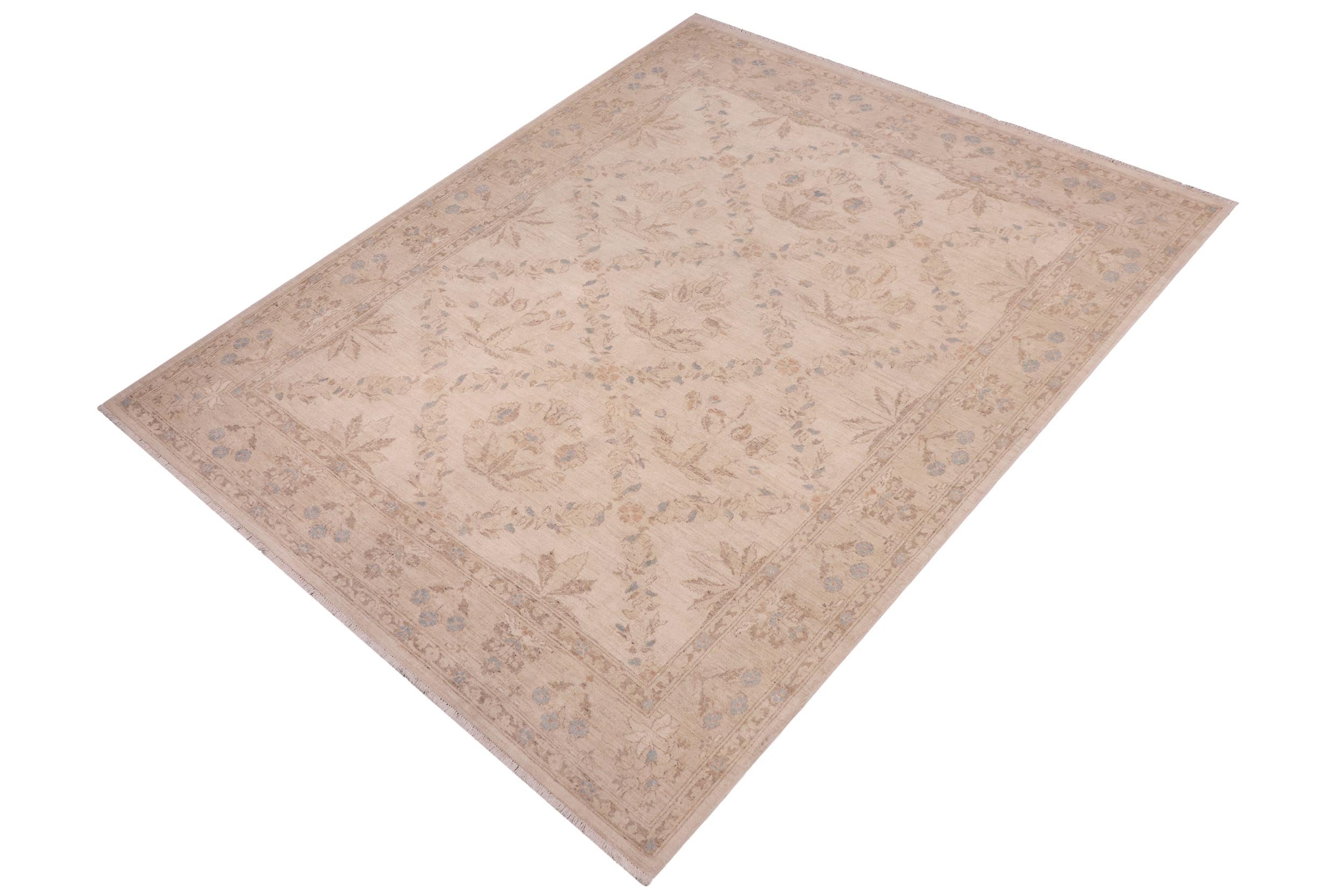 handmade Transitional Kafkaz Ivory Beige Hand Knotted RECTANGLE 100% WOOL area rug 8' x 10'