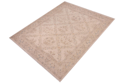 handmade Transitional Kafkaz Ivory Beige Hand Knotted RECTANGLE 100% WOOL area rug 8' x 10'