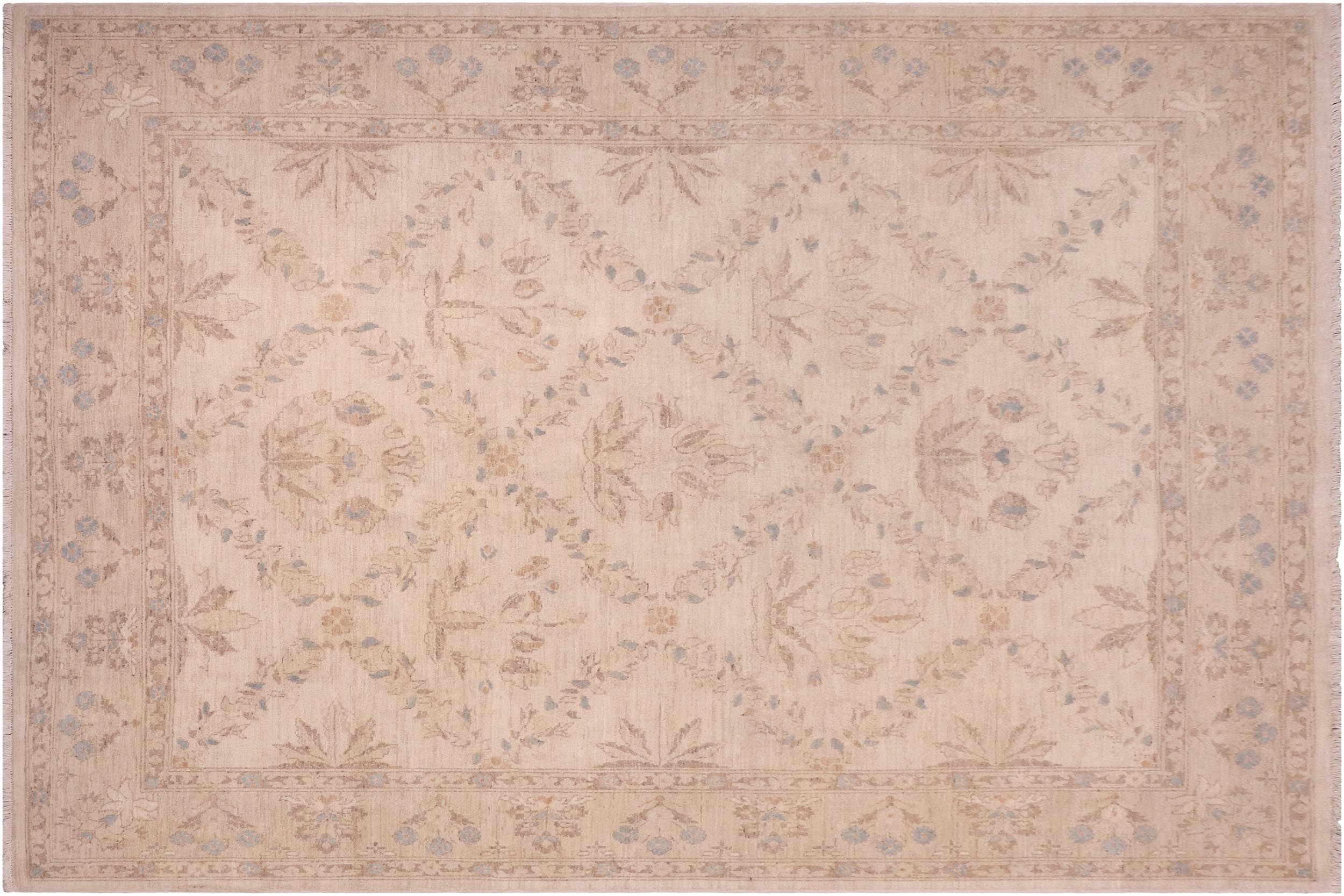 handmade Transitional Kafkaz Ivory Beige Hand Knotted RECTANGLE 100% WOOL area rug 8' x 10'