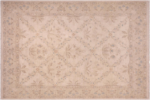 handmade Transitional Kafkaz Ivory Beige Hand Knotted RECTANGLE 100% WOOL area rug 8' x 10'
