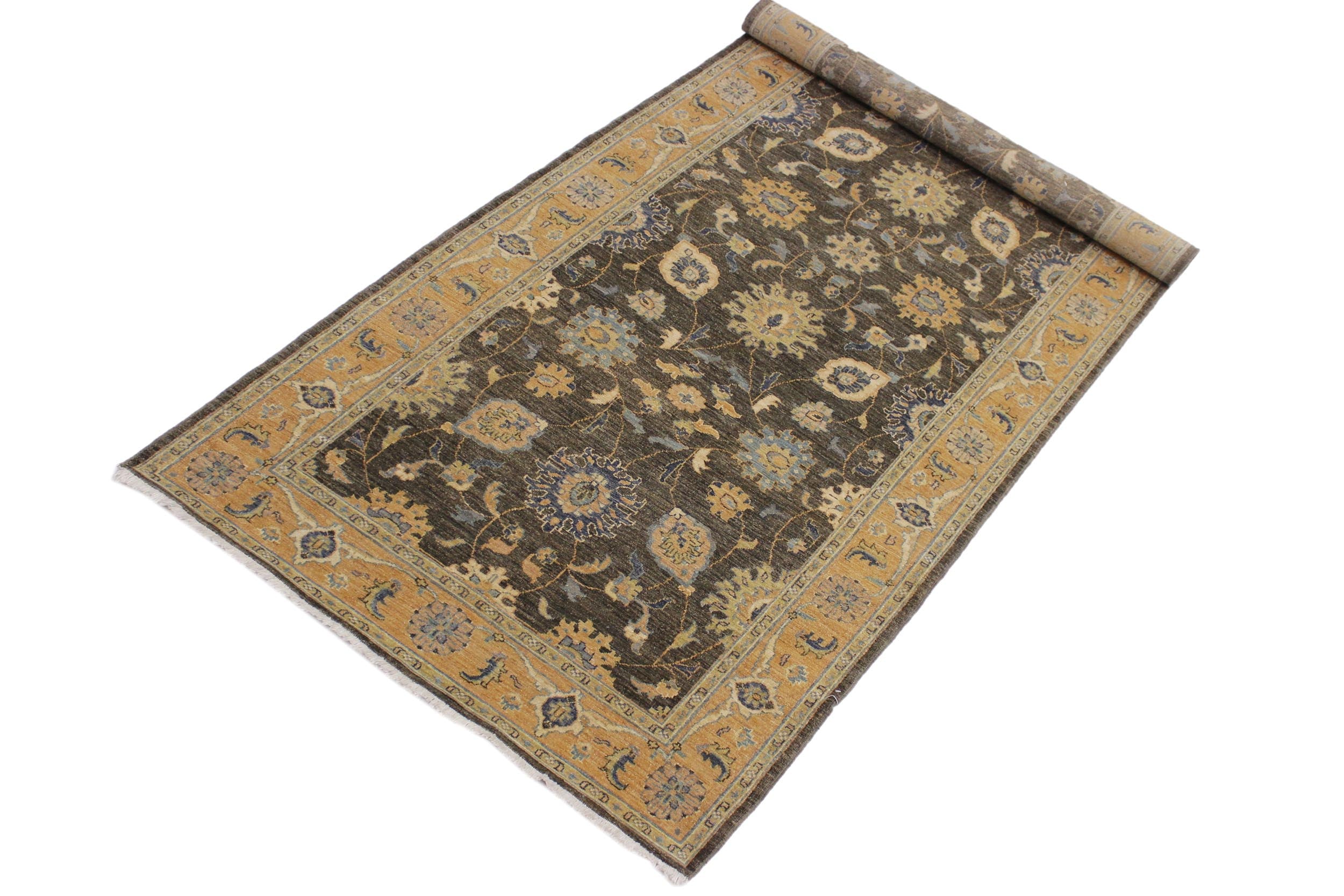 handmade Transitional Kafkaz Gray Blue Hand Knotted RUNNER 100% WOOL area rug 4' x 10'