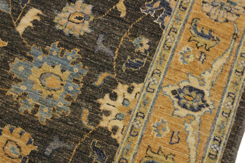 handmade Transitional Kafkaz Gray Blue Hand Knotted RUNNER 100% WOOL area rug 4' x 10'