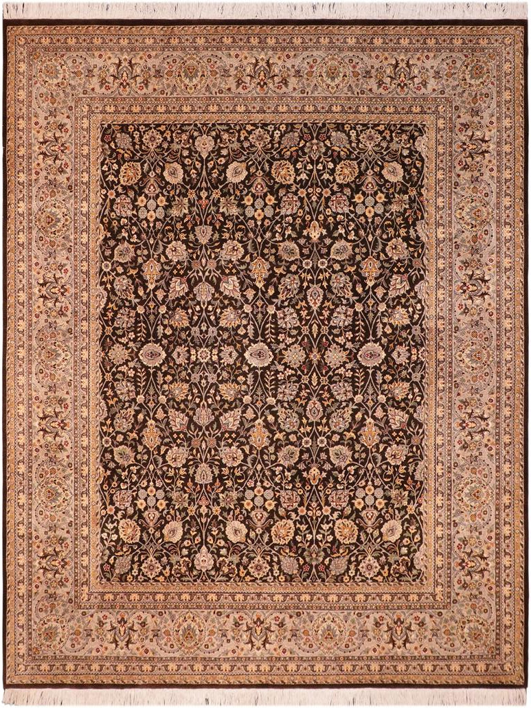 handmade Traditional Regular Brown Gray Hand Knotted RECTANGLE 100% WOOL area rug 8x11