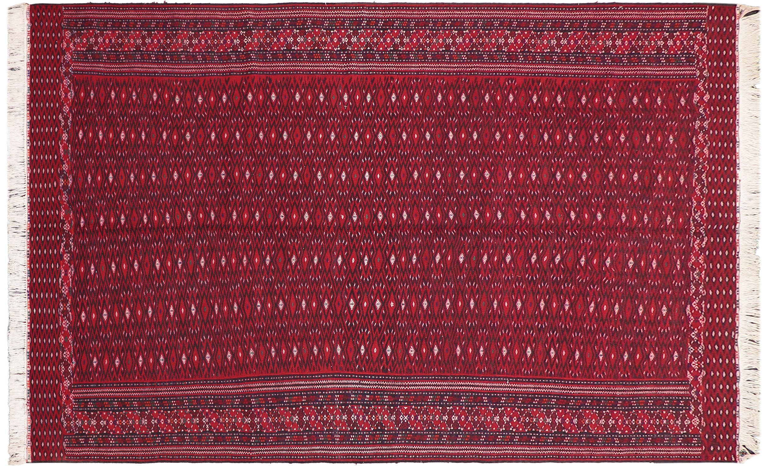 handmade Geometric Tukmansalah Red Blue Hand-Woven RECTANGLE 100% WOOL area rug 7x12