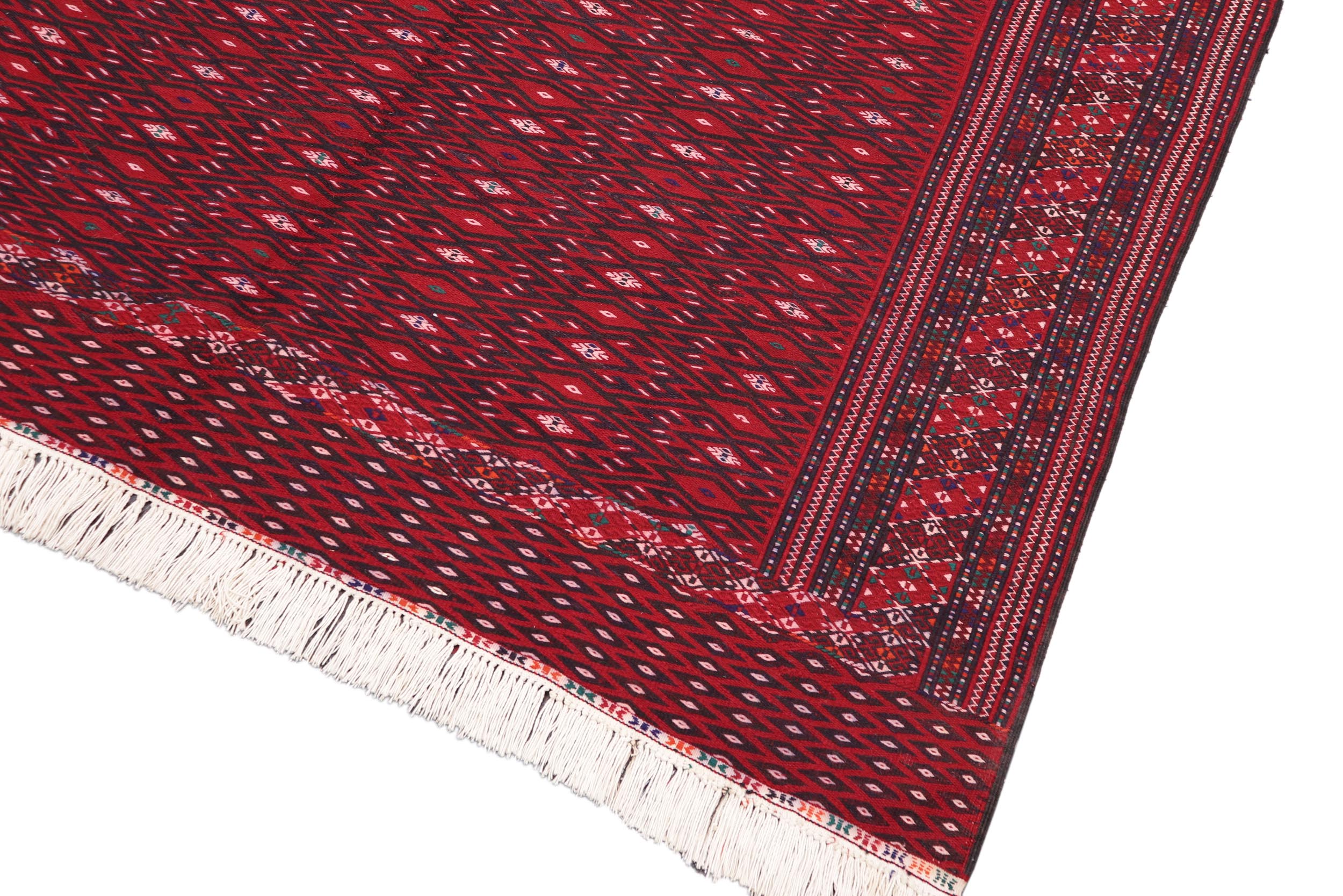 handmade Geometric Tukmansalah Red Blue Hand-Woven RECTANGLE 100% WOOL area rug 7x12