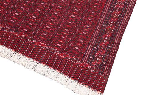 handmade Geometric Tukmansalah Red Blue Hand-Woven RECTANGLE 100% WOOL area rug 7x12