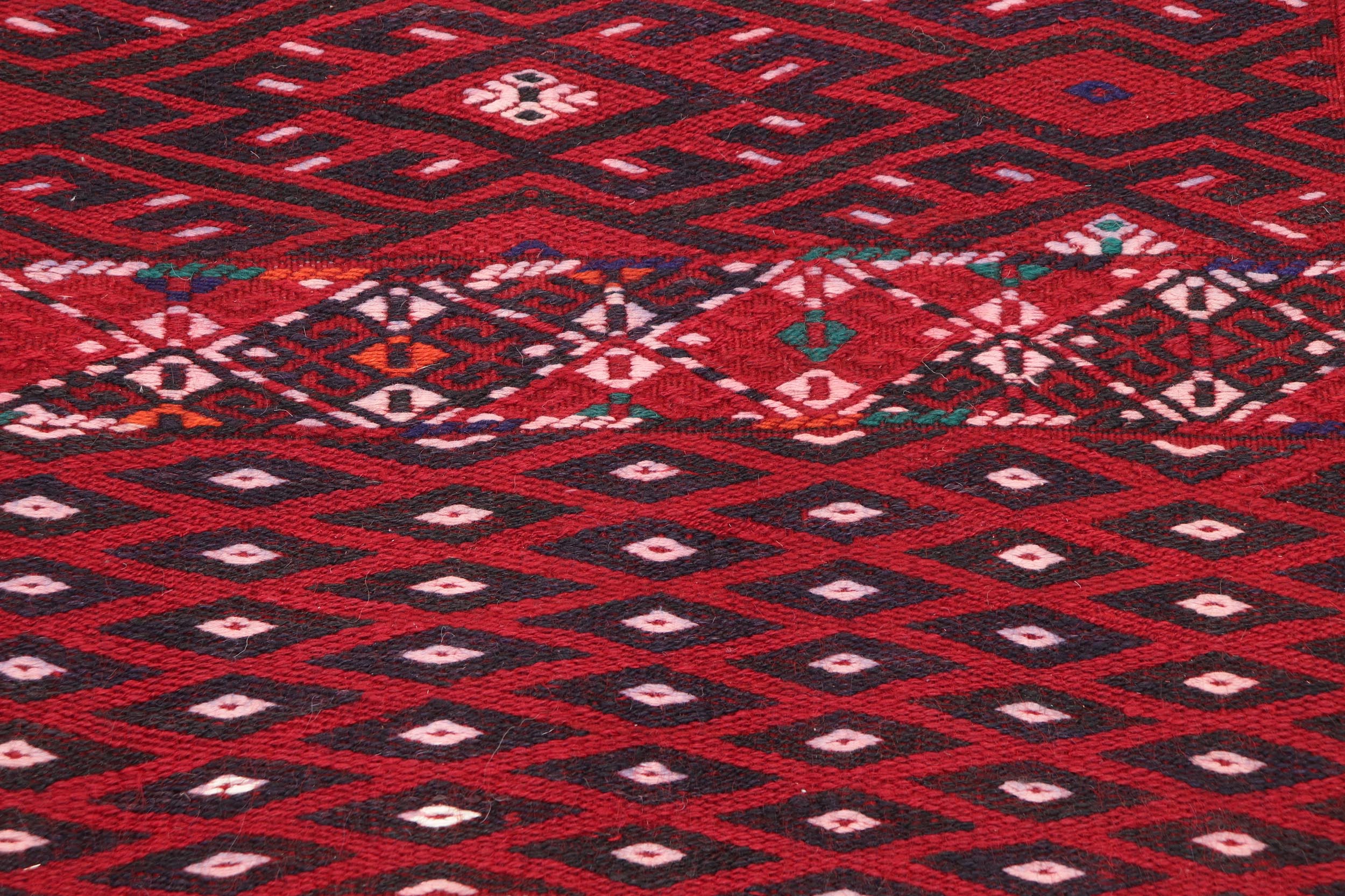 handmade Geometric Tukmansalah Red Blue Hand-Woven RECTANGLE 100% WOOL area rug 7x12