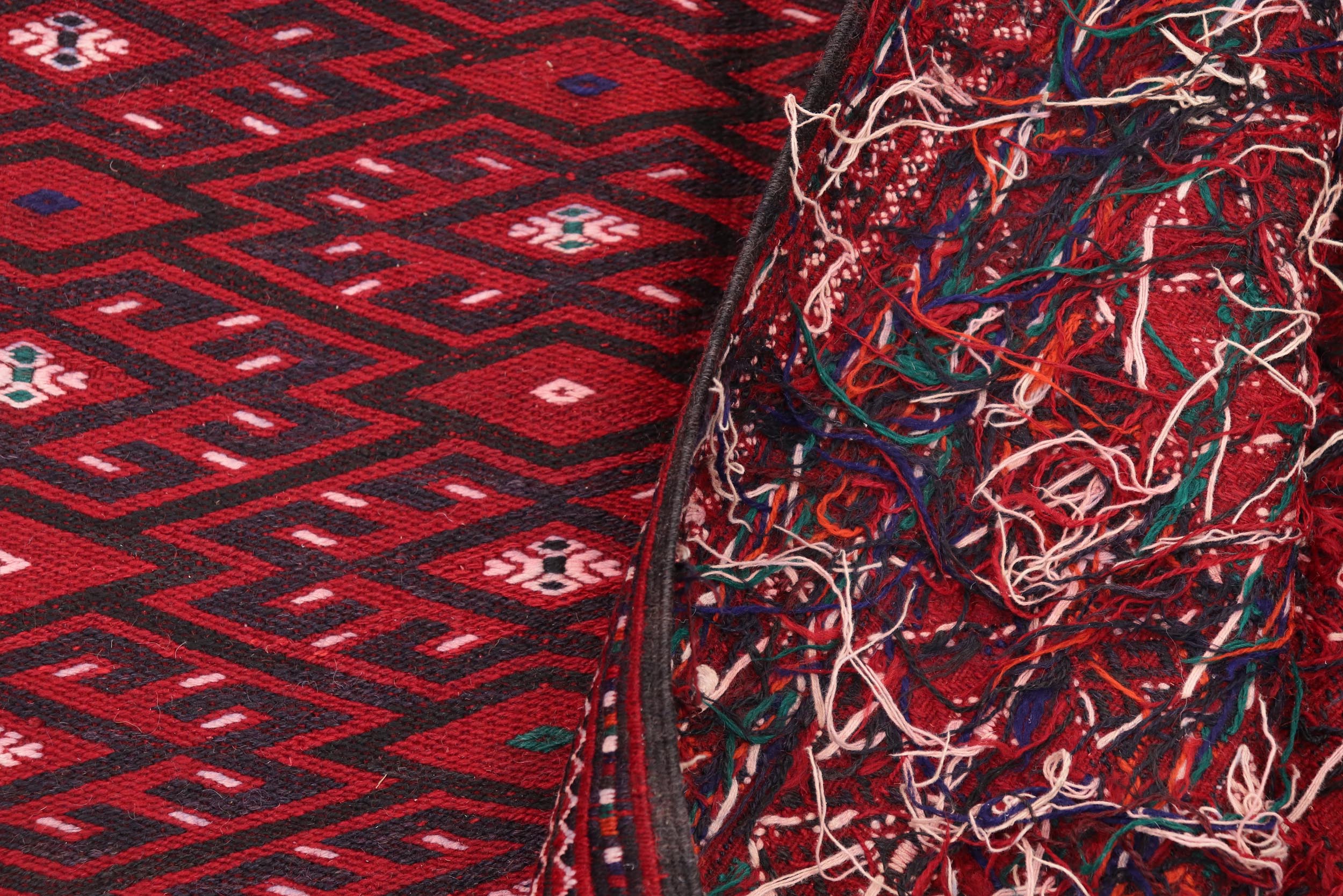 handmade Geometric Tukmansalah Red Blue Hand-Woven RECTANGLE 100% WOOL area rug 7x12